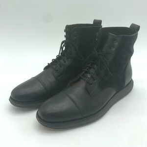 Cole Haan Mens Original Grand OS Cap Toe Laced Boots Black Leather Size 11.5